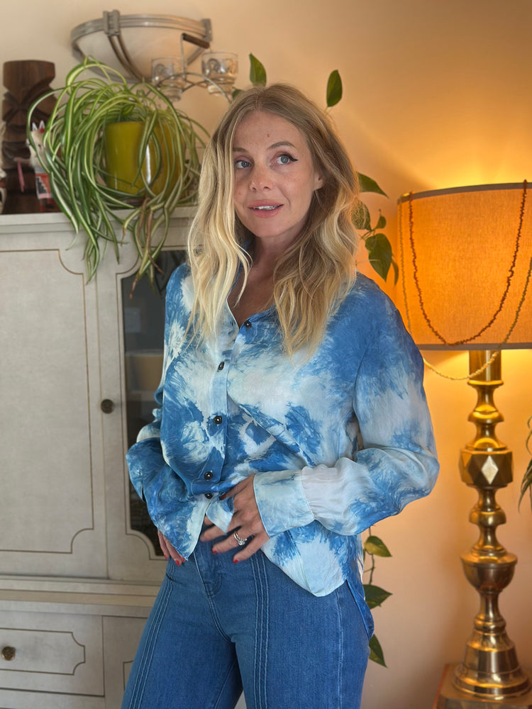 
                  
                    Shibori Sky silk blouse
                  
                