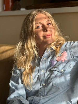 
                  
                    Butterflies & Tree chambray shirt
                  
                