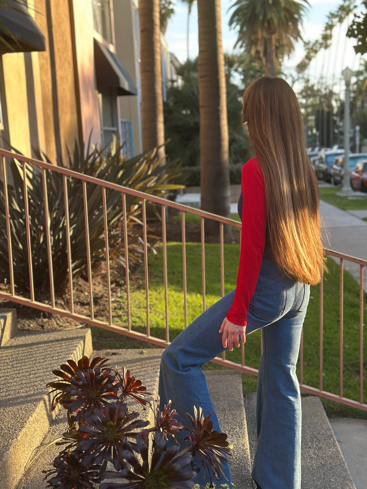 Stoned ribbed raglan