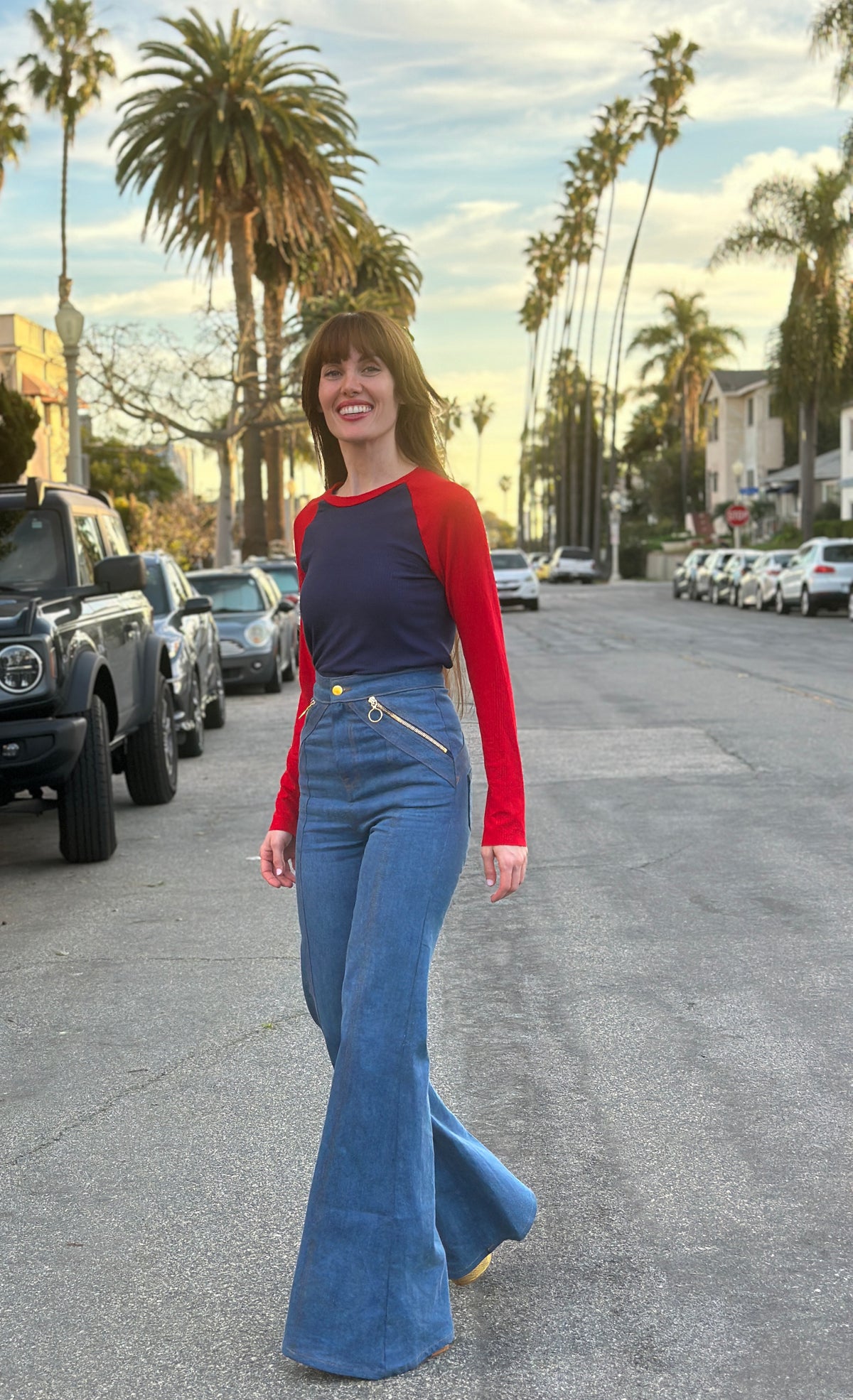Stoned ribbed raglan