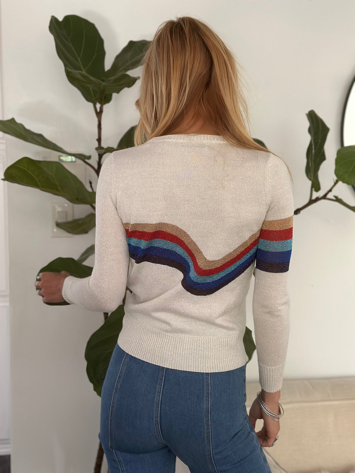 Lurex Lightning top in white
