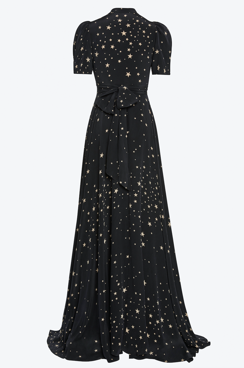 black maxi dress with stars Hollywood Wrap Dress M / Black