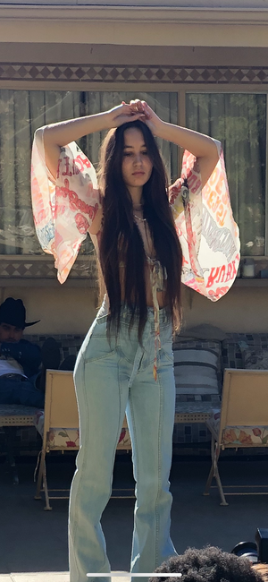 
                  
                    Rolling Stones x Stoned Silk top in cream
                  
                