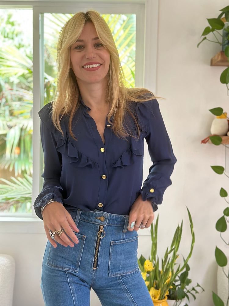 
                  
                    Françoise blouse in navy
                  
                
