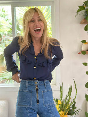 
                  
                    Françoise blouse in navy
                  
                
