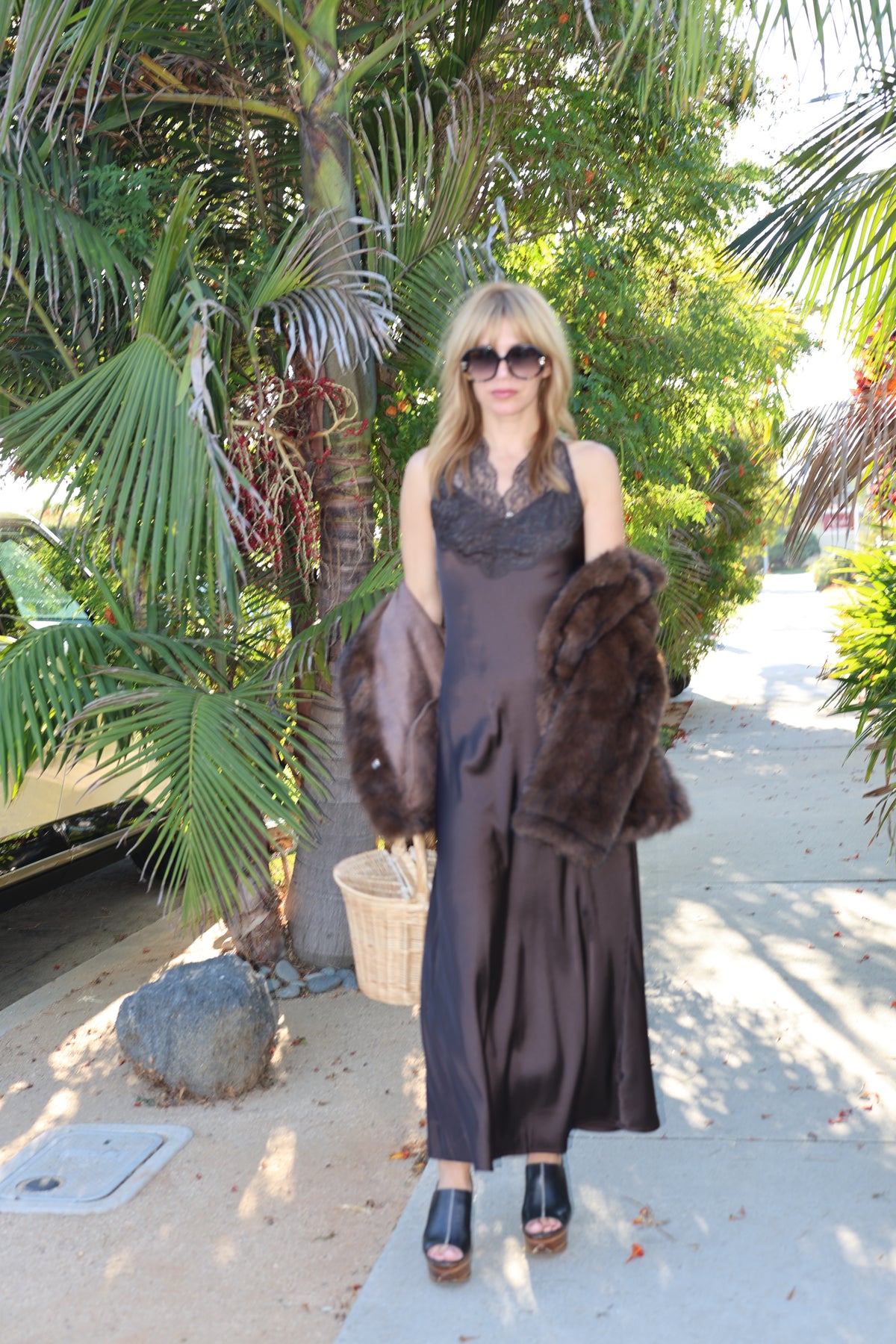 Nightingale slip dress in brown