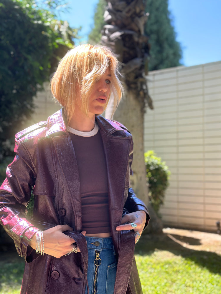 
                  
                    Nouvelle Vague trench in wine
                  
                