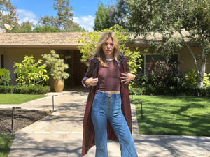 
                  
                    Nouvelle Vague trench in wine
                  
                