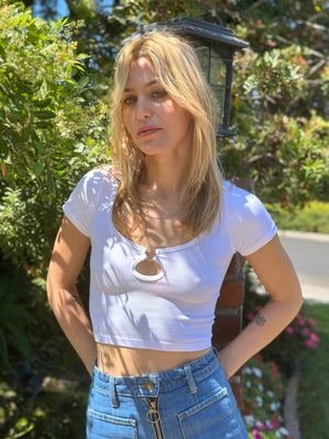 
                  
                    Rebel Yell top in white
                  
                