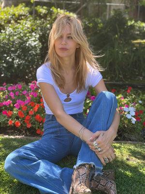
                  
                    Rebel Yell top in white
                  
                