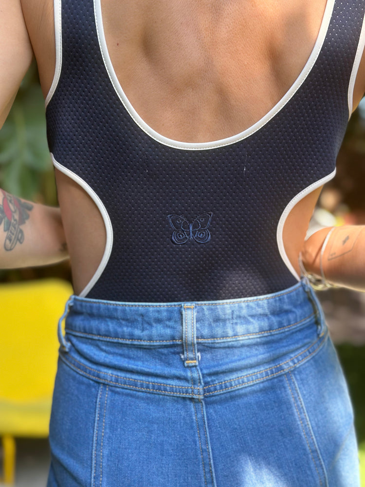 
                  
                    Going to California Bodysuit in navy
                  
                