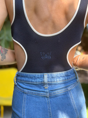 
                  
                    Going to California Bodysuit in navy
                  
                