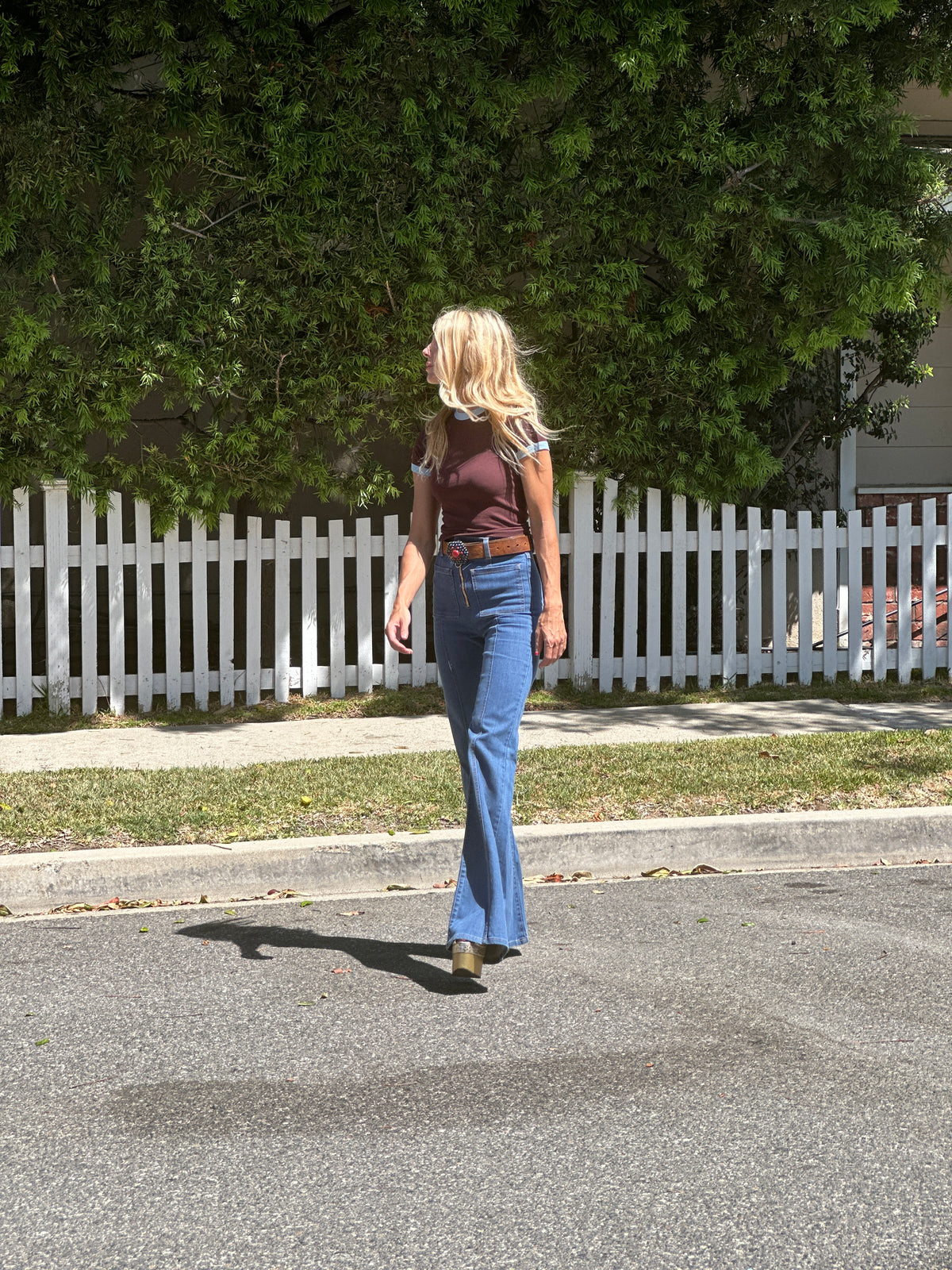 Locals Only ringer in 70's brown/pale blue