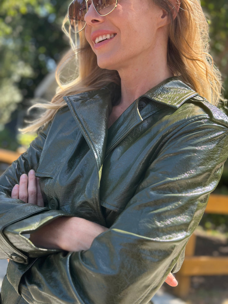 
                  
                    Nouvelle Vague trench in olive
                  
                