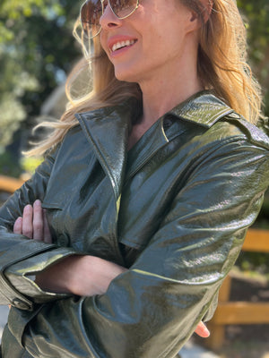 
                  
                    Nouvelle Vague trench in olive
                  
                