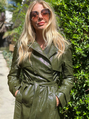 
                  
                    Nouvelle Vague trench in olive
                  
                