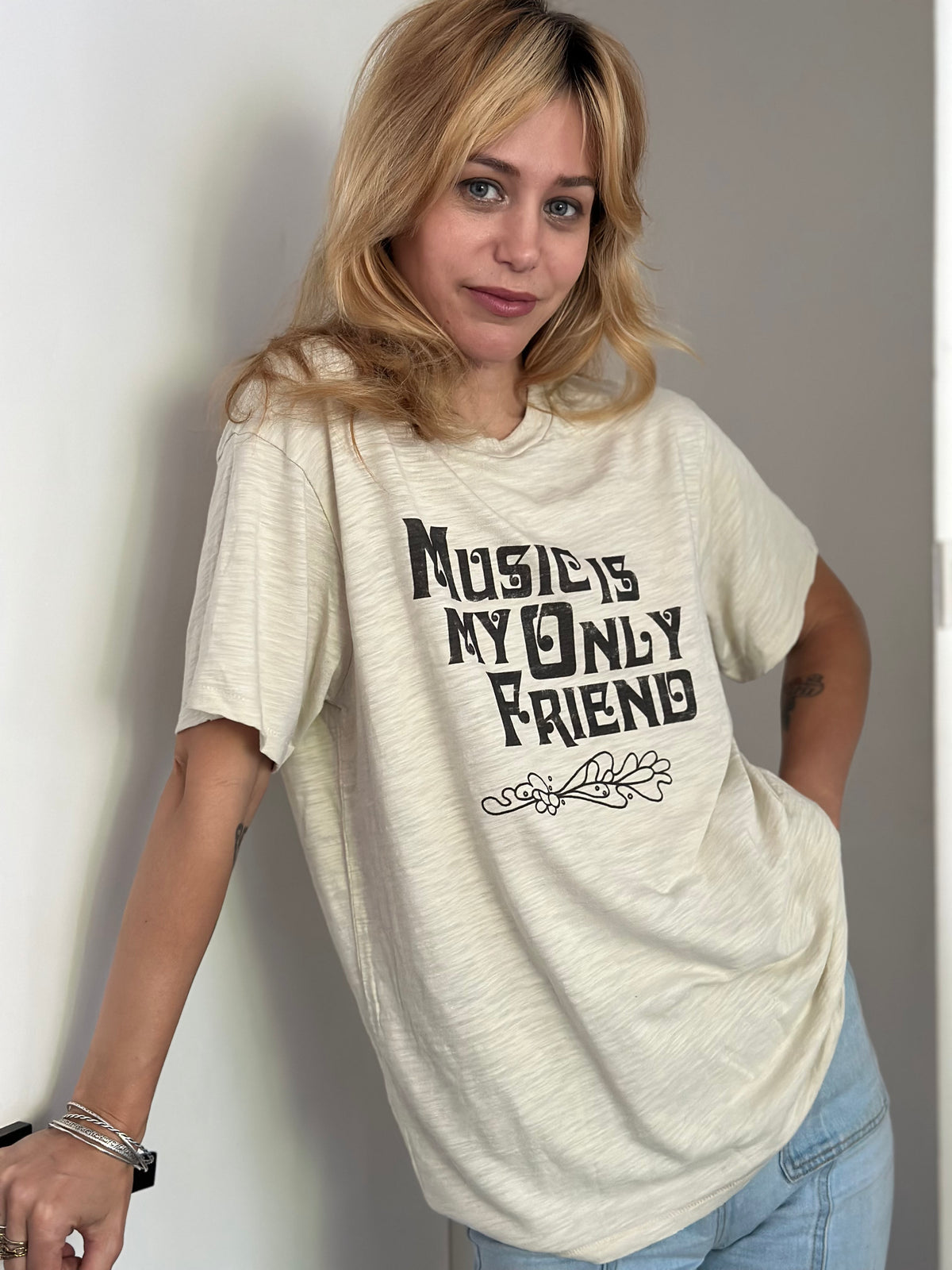 Music is My Only Friend Boyfriend tee