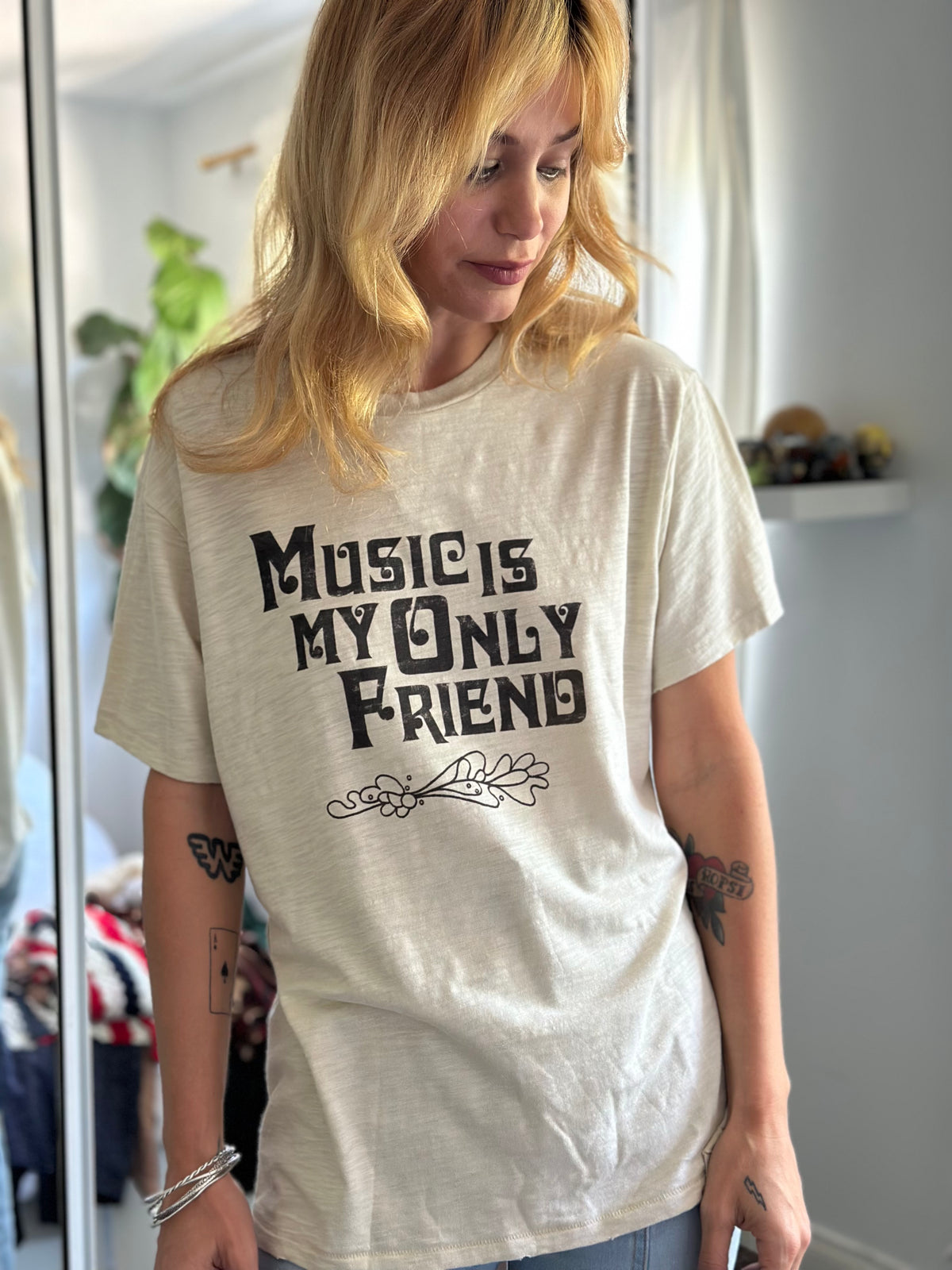 Music is My Only Friend Boyfriend tee