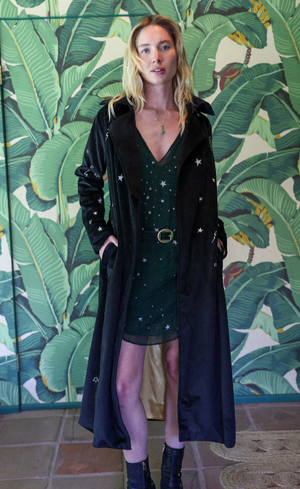 
                  
                    cosmic velvet trenchcoat in black
                  
                