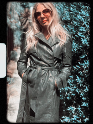 
                  
                    Nouvelle Vague trench in olive
                  
                