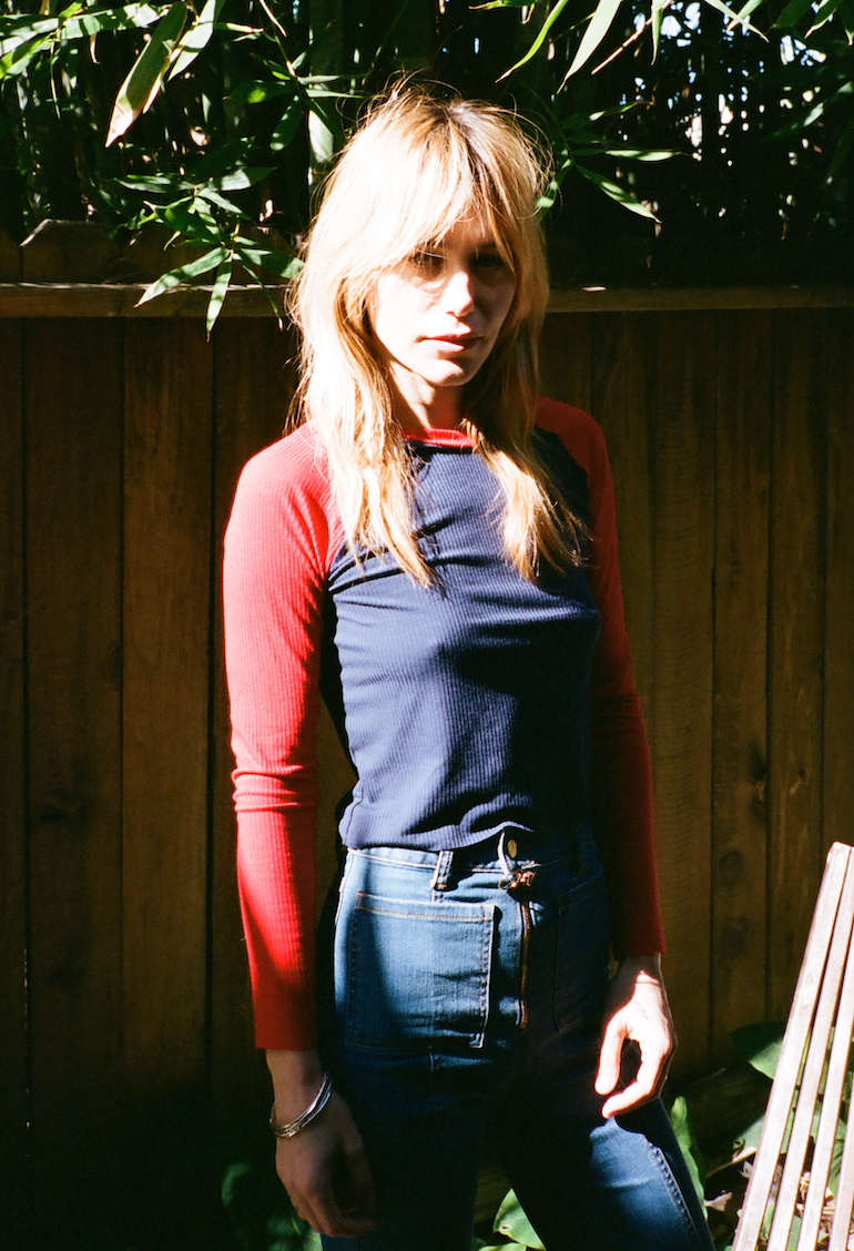 Stoned ribbed raglan