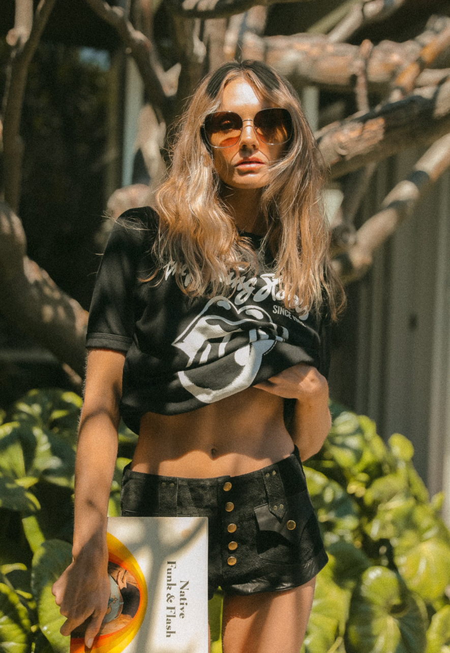 easy rider leather shorts in black