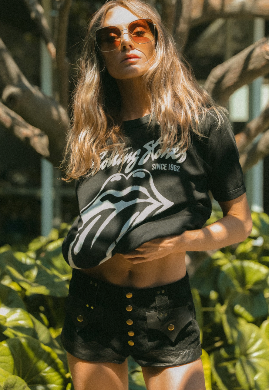 easy rider leather shorts in black