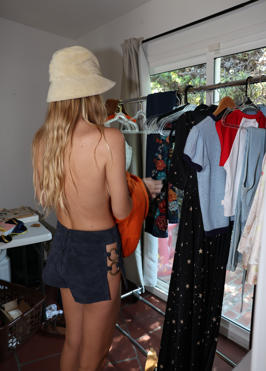 Sexy Sadie Suede Shorts in Navy