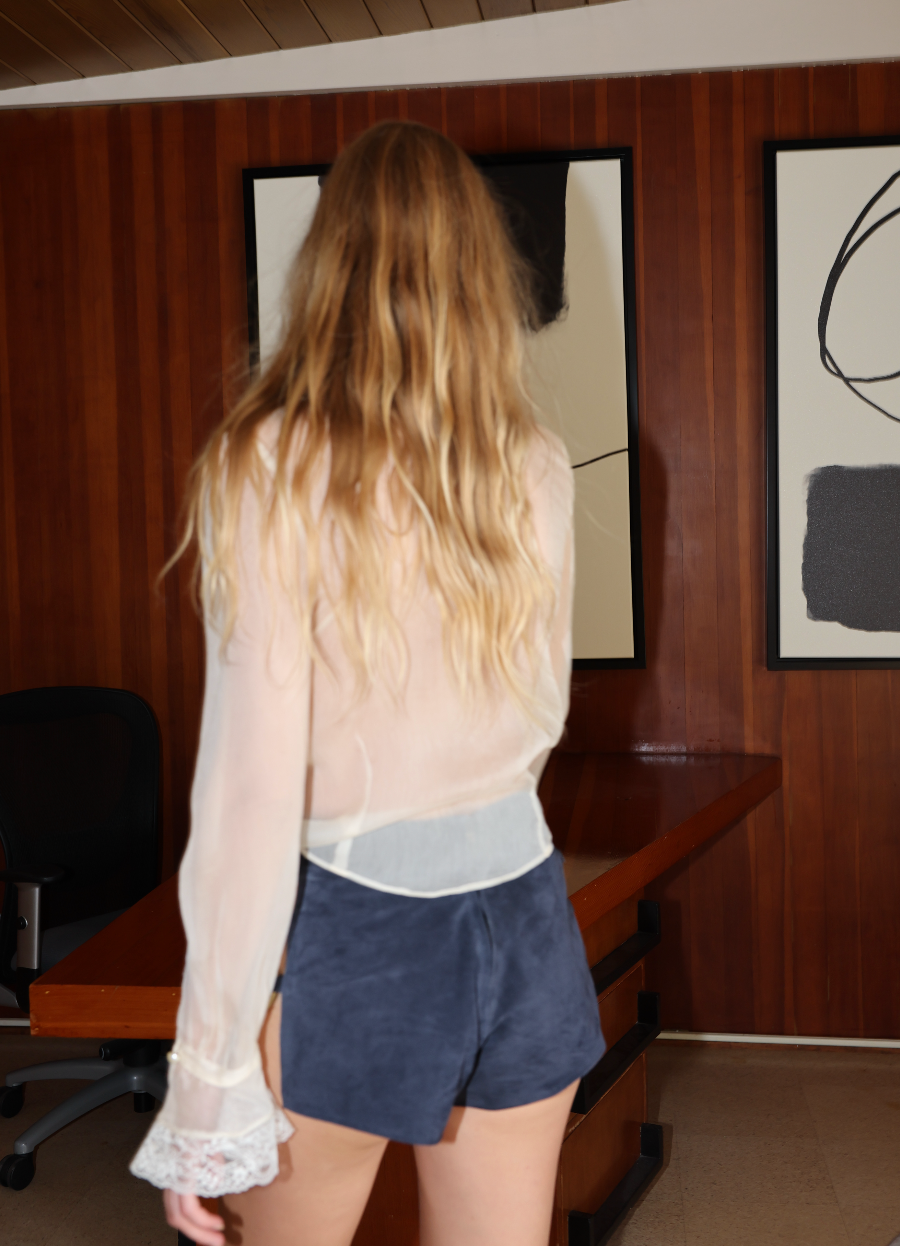 Sexy Sadie Suede Shorts in Navy