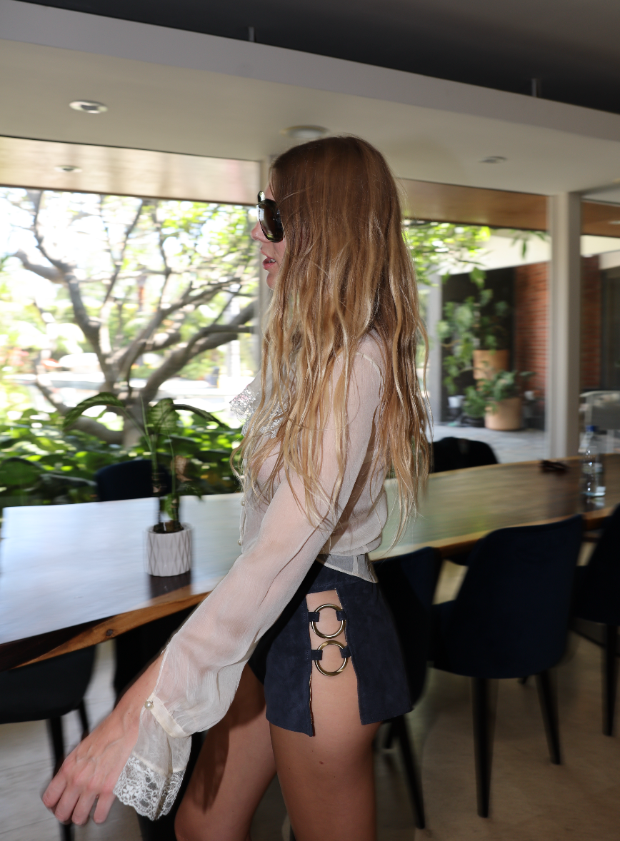 Sexy Sadie Suede Shorts in Navy