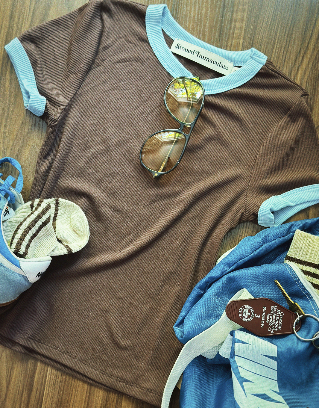 Locals Only ringer in 70's brown/pale blue