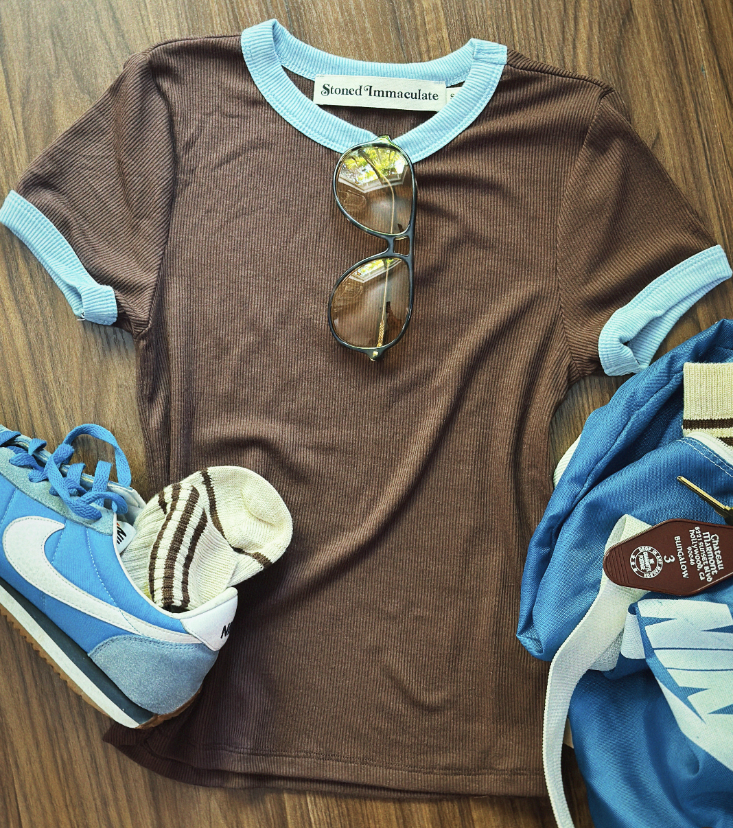 Locals Only ringer in 70's brown/pale blue