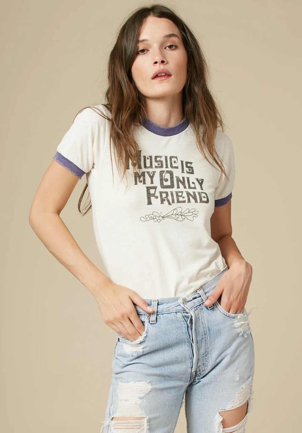 music is my only friend ringer tee