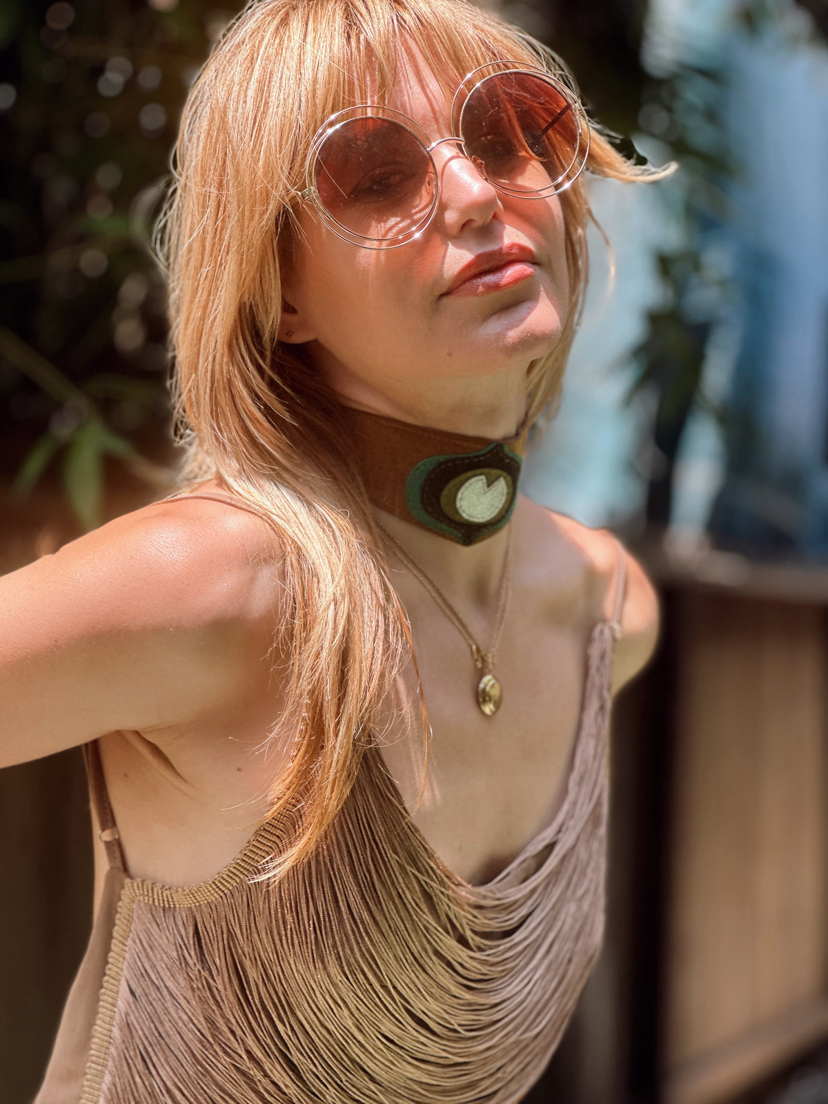 Crystal Visions top in fawn