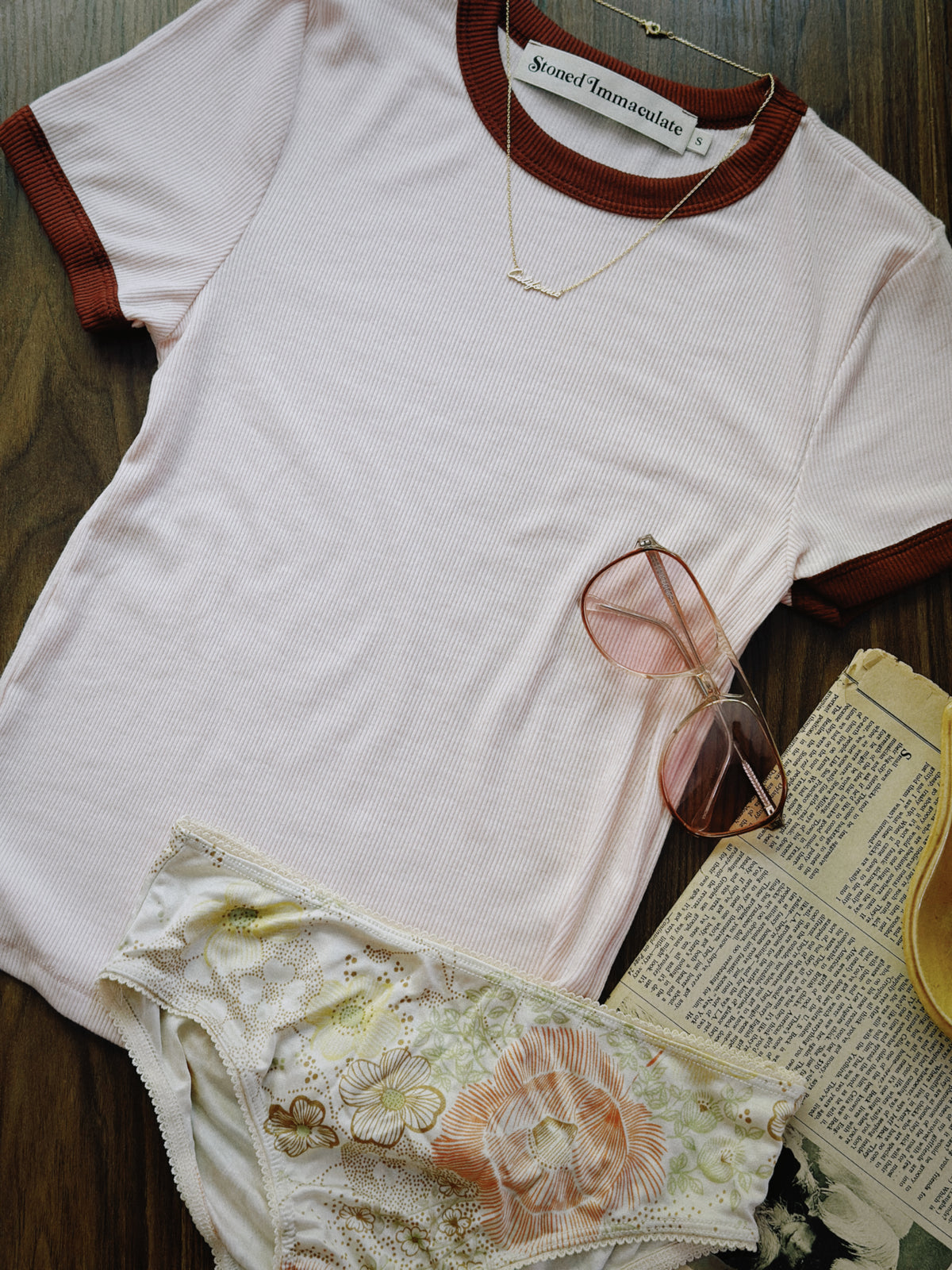 Locals Only ringer in blush/crimson