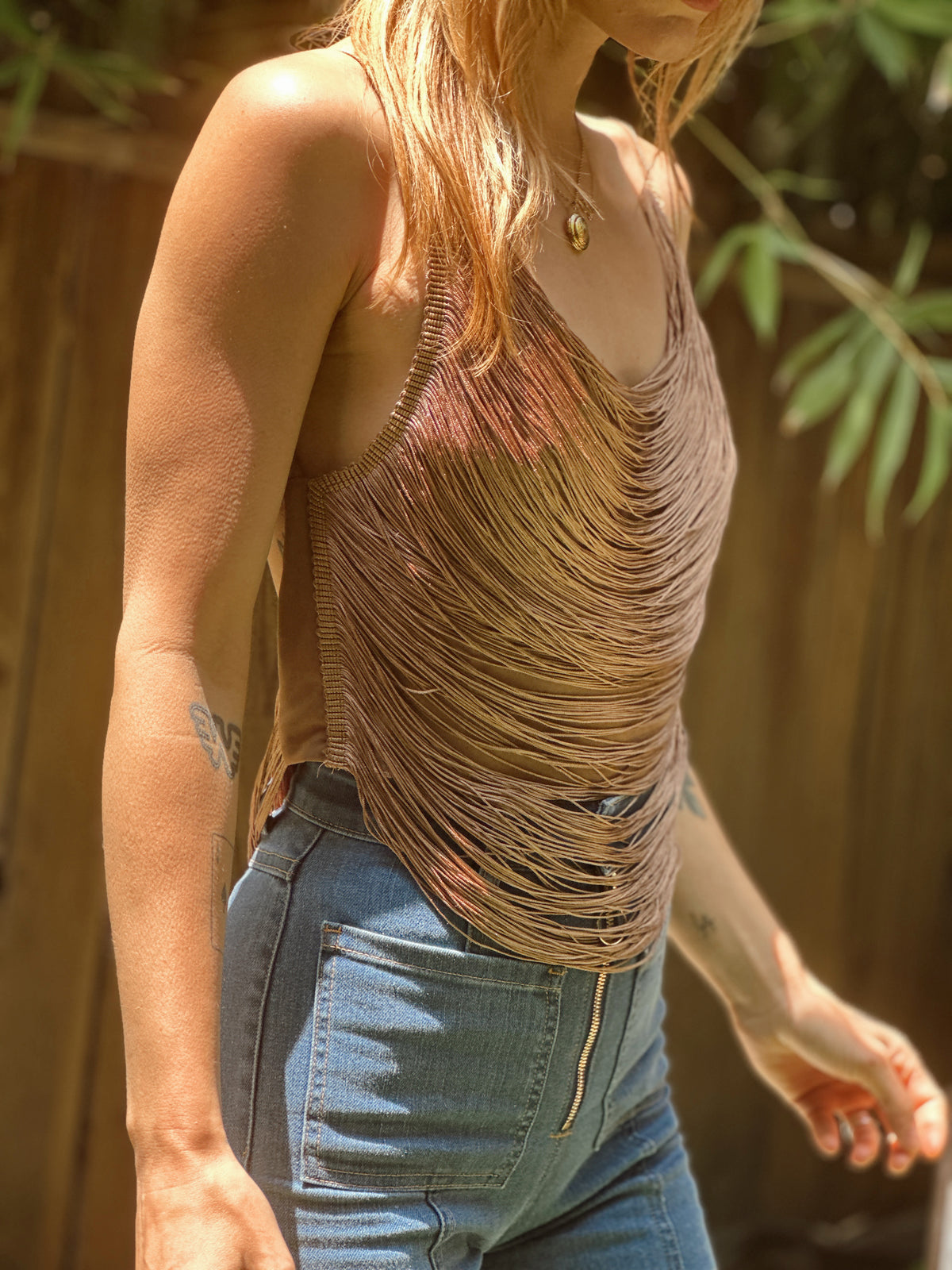 Crystal Visions top in fawn