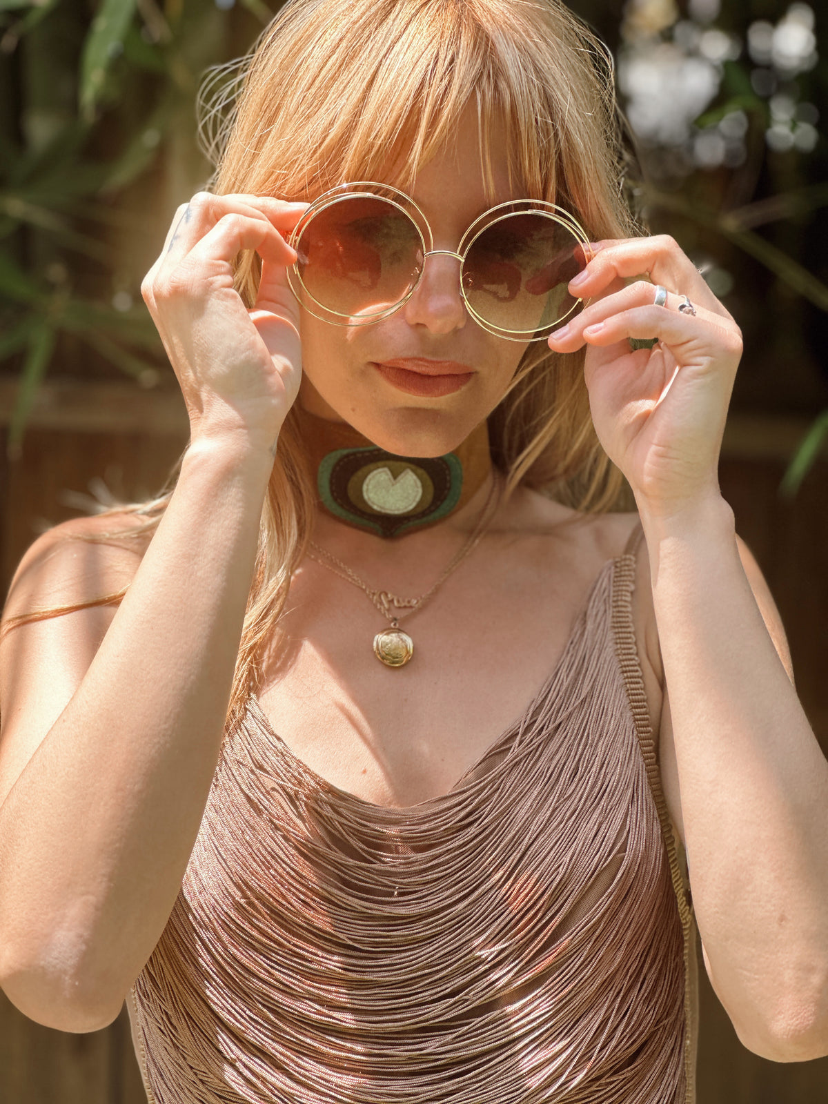 Crystal Visions top in fawn