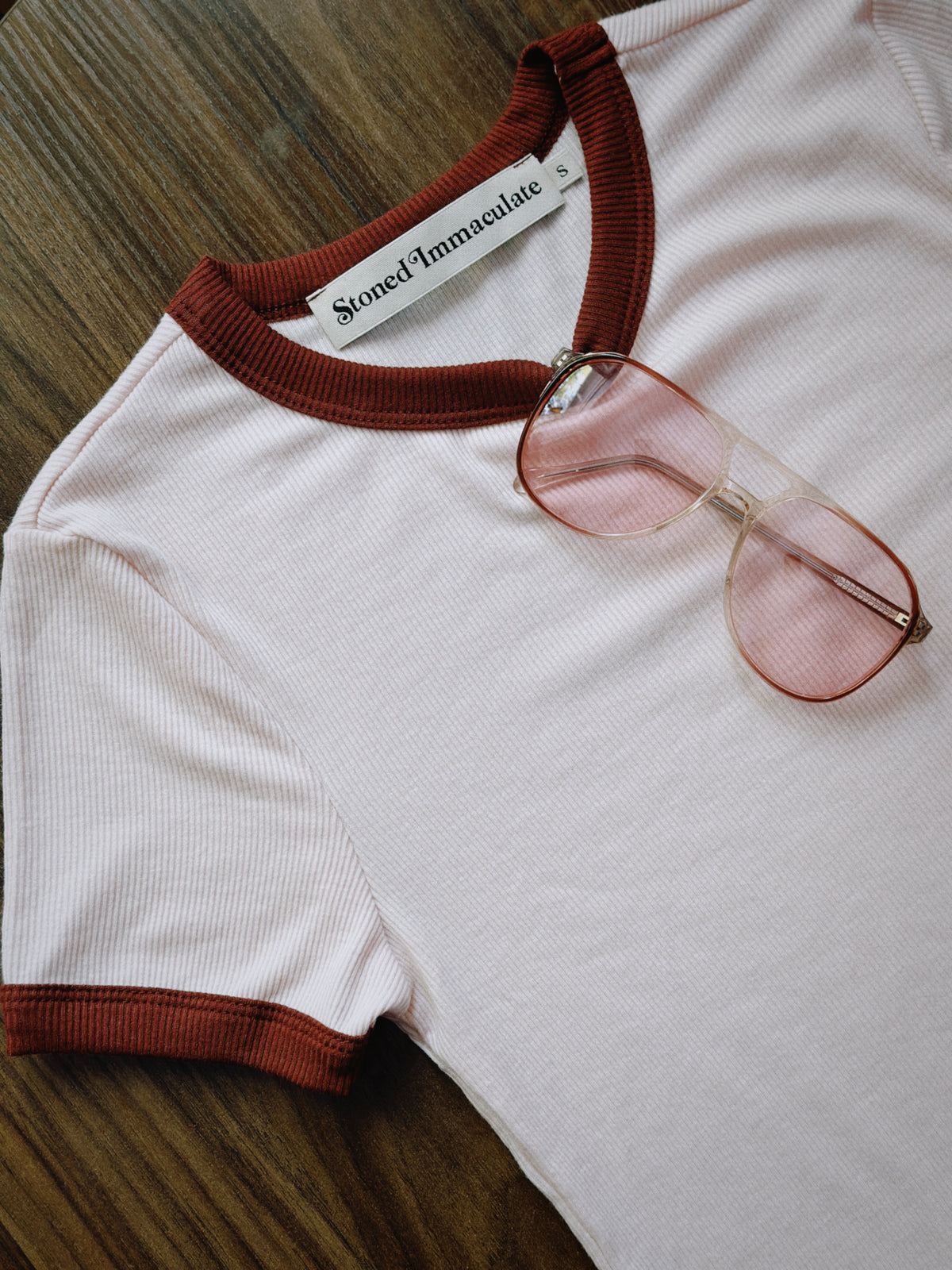 Locals Only ringer in blush/crimson
