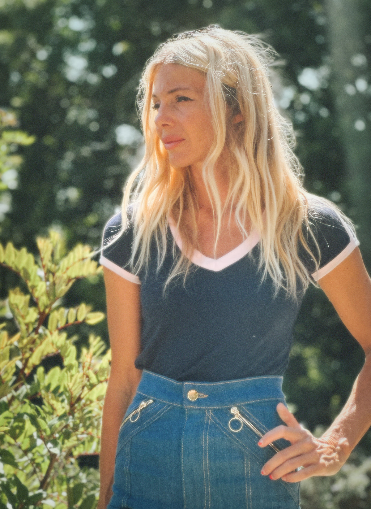 Malibu tee in navy/blush