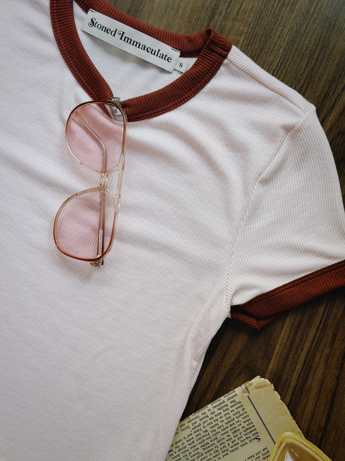 Locals Only ringer in blush/crimson