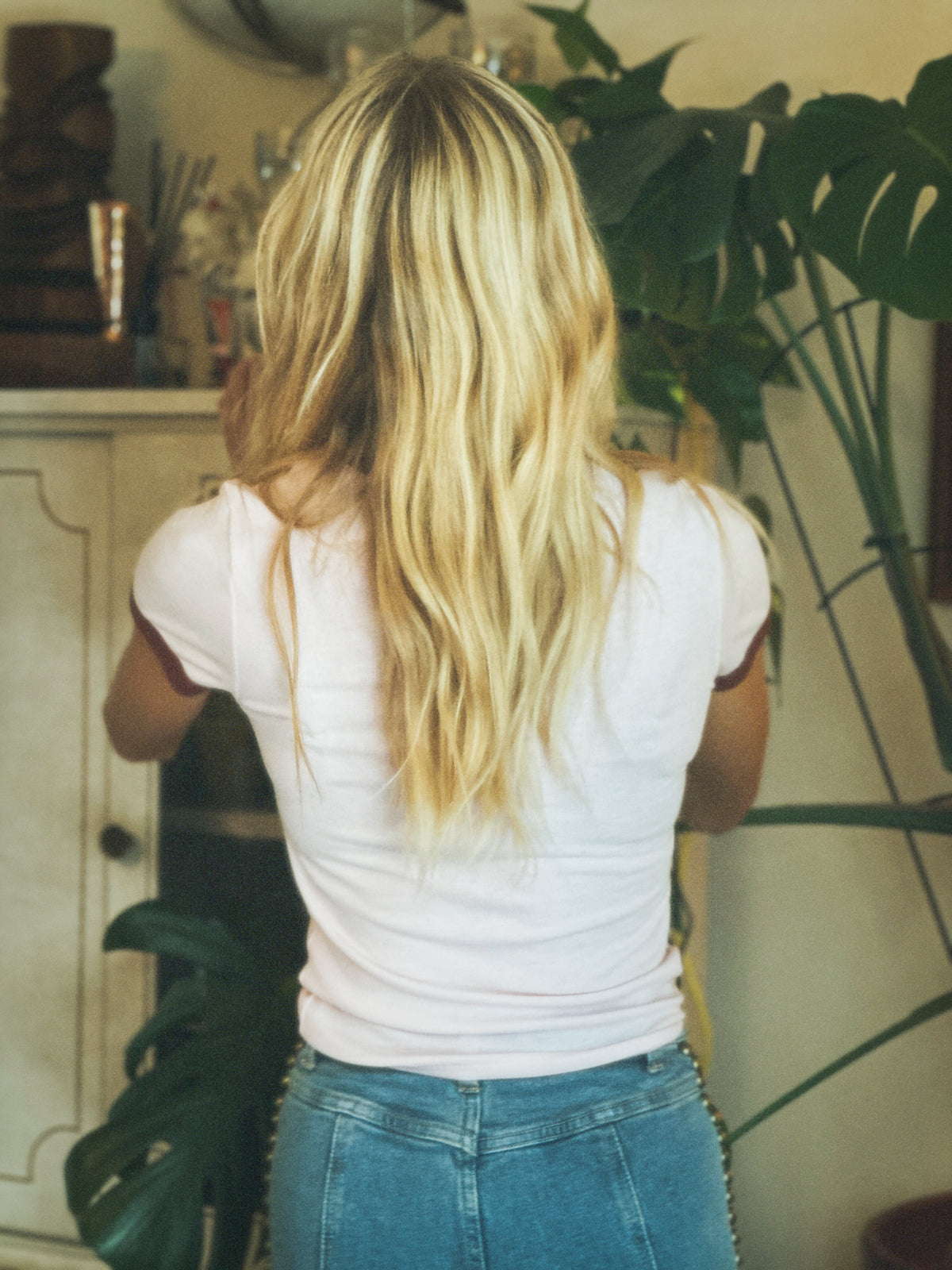Locals Only ringer in blush/crimson