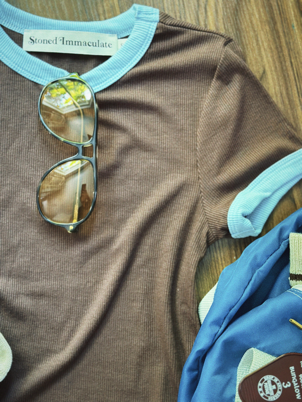 Locals Only ringer in 70's brown/pale blue