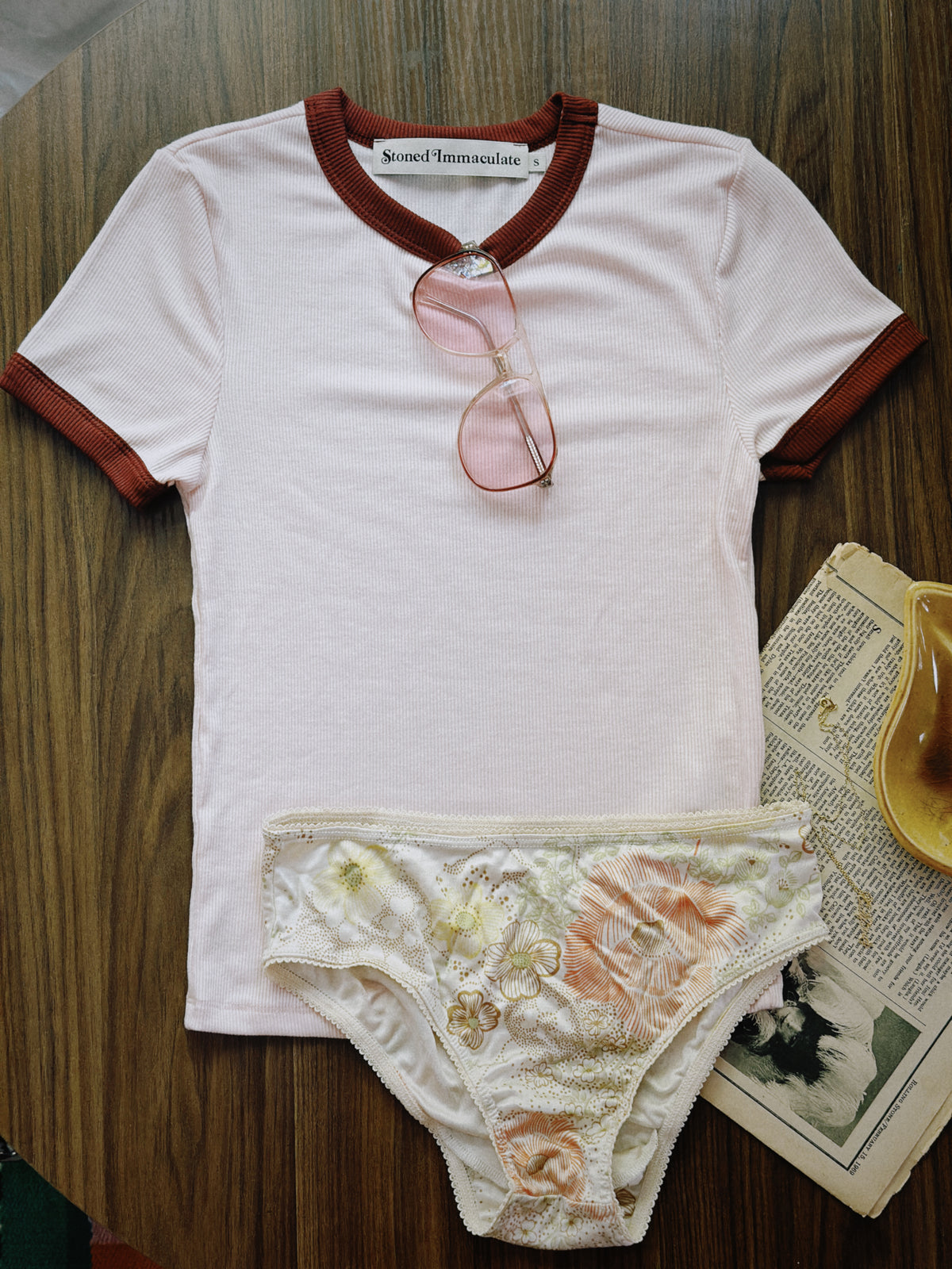 Locals Only ringer in blush/crimson
