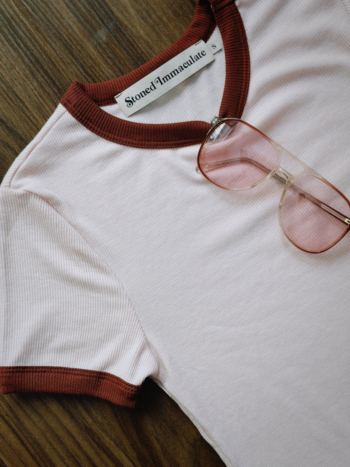 Locals Only ringer in blush/crimson