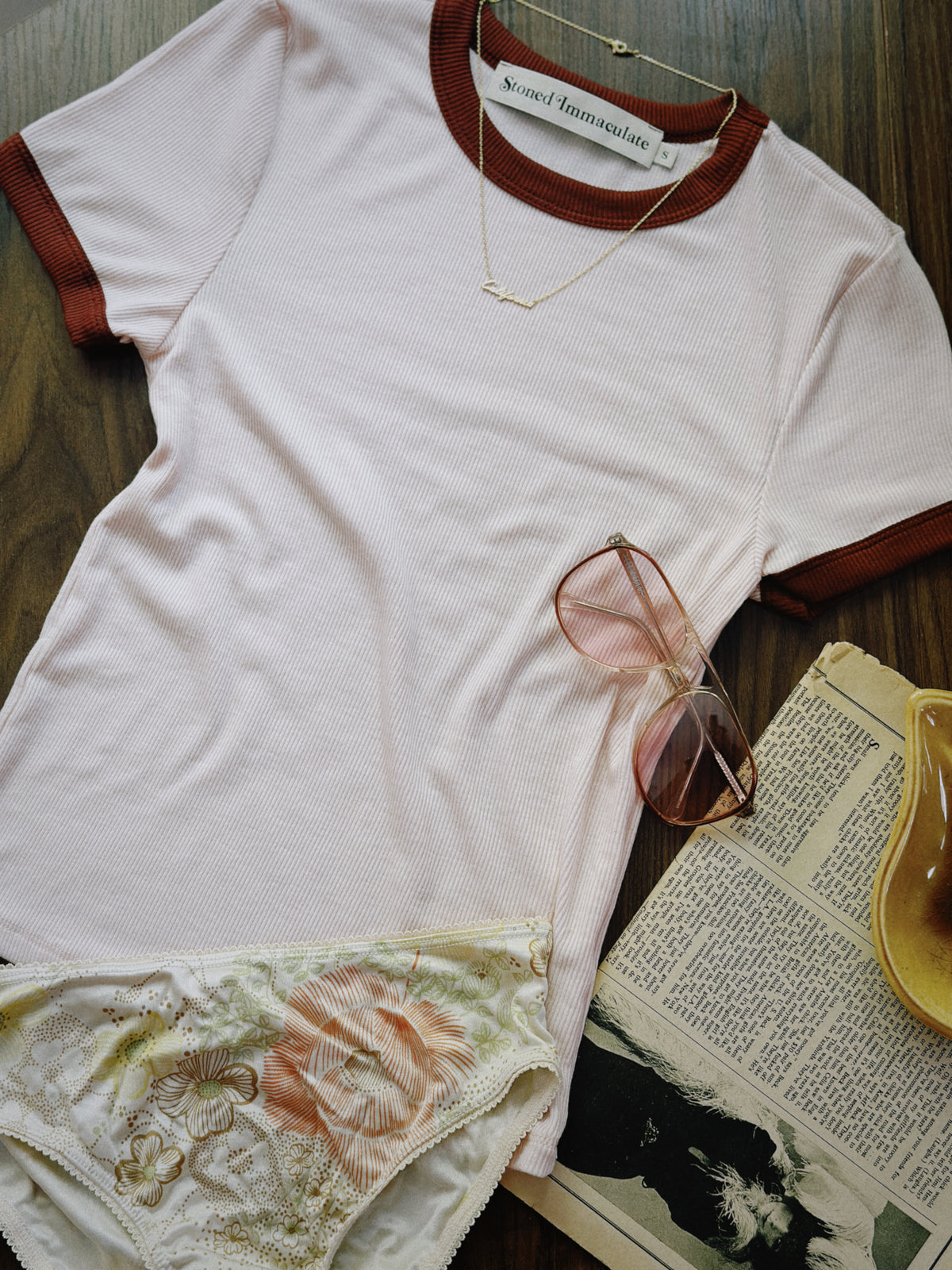 Locals Only ringer in blush/crimson
