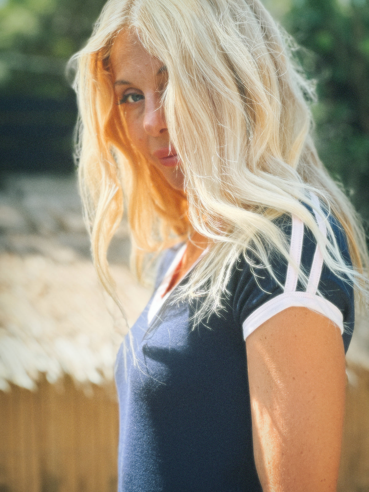 Malibu tee in navy/blush
