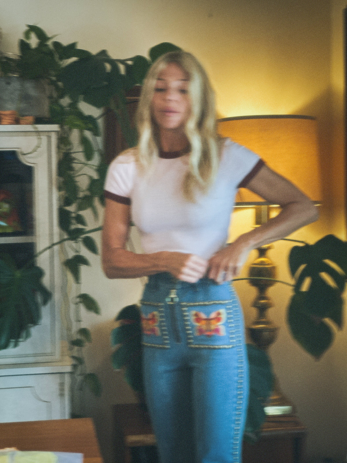 Locals Only ringer in blush/crimson