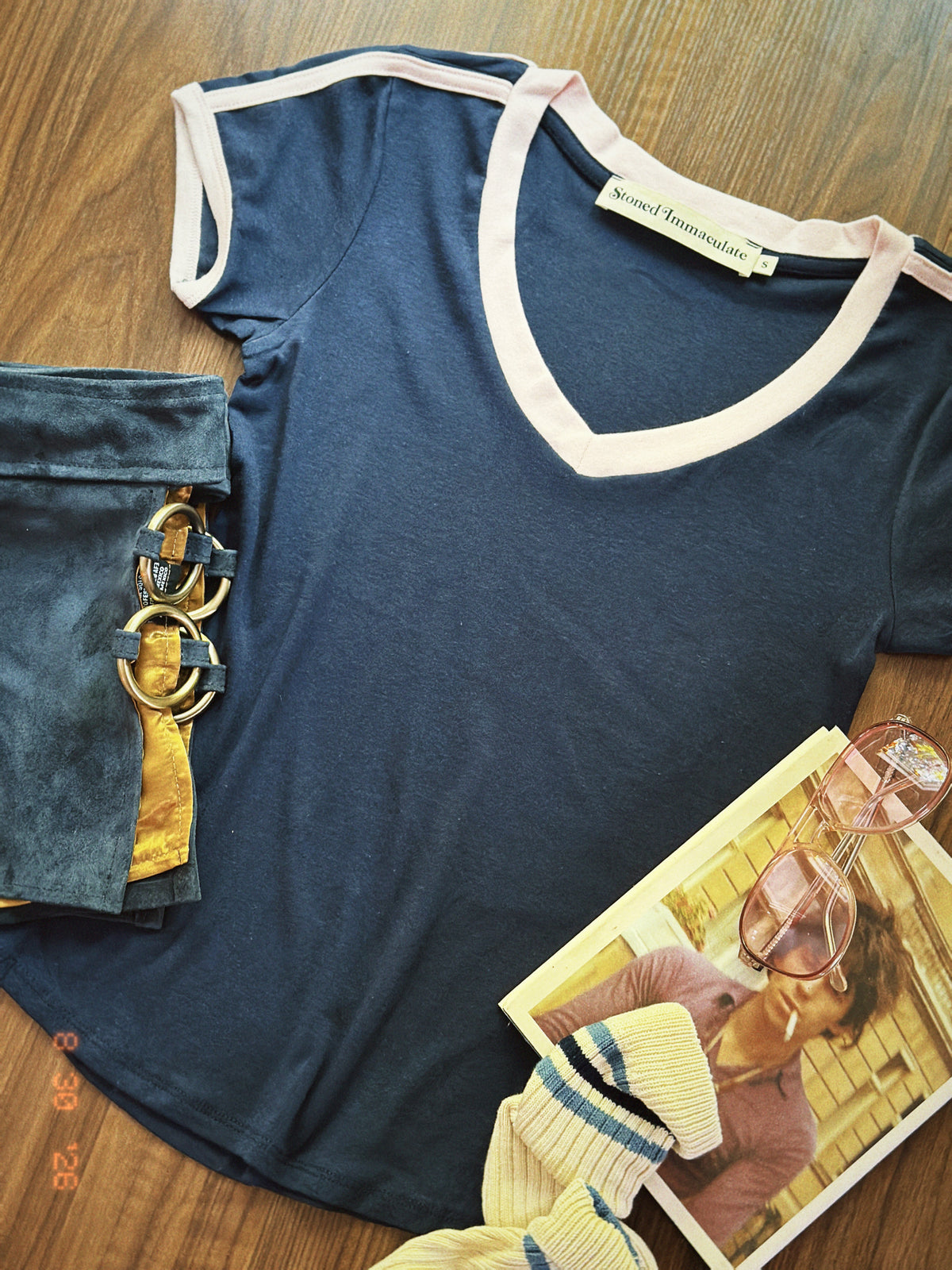 Malibu tee in navy/blush