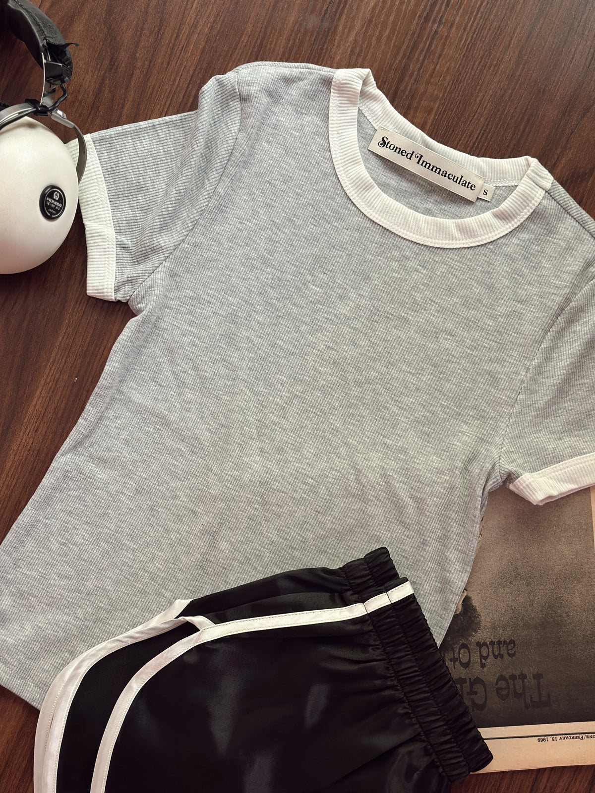 Locals Only ringer in gym class grey