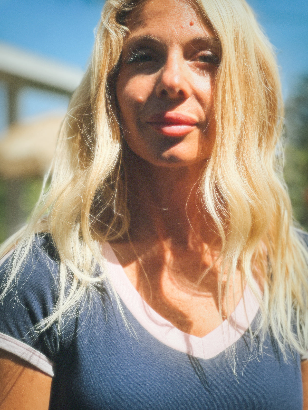 Malibu tee in navy/blush